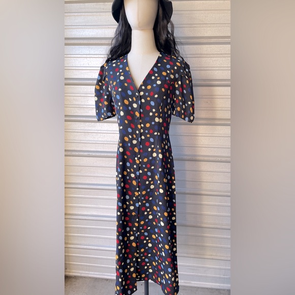 RIHOAS The polka dot button-up midi dress, Size L, NWT - Picture 2 of 5